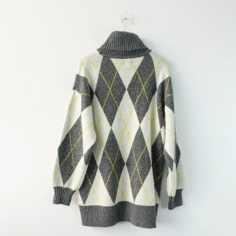 PRINGLE OF SCOTLAND x H&M Sweater Small Argyle Scottish Wool Roll Oversize Tunic - Picture 2 of 13